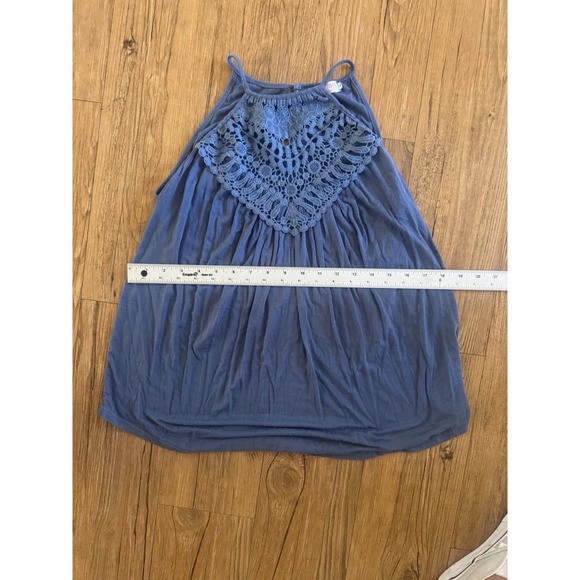 Bluetime Size Small Women's Top Blue Lace Top Sleeveless Summertime Trendy #89 - Picture 7 of 11